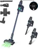 A collection of vacuum cleaner parts and accessories, including a main unit with a digital display, and various attachments, arranged on a white background. Produktbild-Vorschau