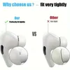 Comparison of earbud fit, showing a tight fit versus a loose fit. Produktbild-Vorschau