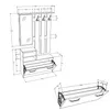 Technical drawing with dimensions of a white entryway storage cabinet with a shoe rack and coat hooks. Anteprima dell’immagine prodotto