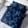 Winter Bettwäsche 200x200 cm Sterne dunkel blau leuchtoptik Produktbild-Vorschau 4