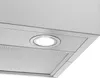 A close-up view of a stainless steel kitchen range hood, focusing on the integrated LED light and the metal mesh filter. Náhľad obrázku produktu