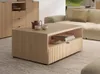 A modern living room with a wooden coffee table and a sofa. Náhľad obrázku produktu