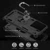 An exploded view of a black phone case with labels pointing out its features. Produktbild-Vorschau