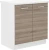 A white and wood-grain cabinet with two doors. Náhled obrázku produktu
