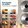 A collage showing different types of food being sliced, with two blades in the background. Náhľad obrázku produktu