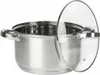 A stainless steel pot with a clear glass lid. Produktbild-Vorschau