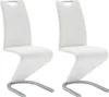 Two white dining chairs with silver legs are shown against a white background. Produktbild-Vorschau