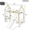 A diagram showing the dimensions of a bunk bed with a slide. Produktbild-Vorschau