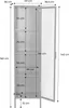 A diagram showing the dimensions of a cabinet with one door. Produktbild-Vorschau