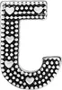 A close-up studio shot of a silver letter J charm with heart details. Produktbild-Vorschau