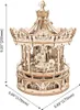 A 3D wooden carousel model is shown against a white background with dimensions indicated. Anteprima dell’immagine prodotto