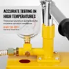 Close-up of a yellow hydraulic test pump with a pressure gauge and text overlay. Produktbild-Vorschau