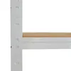 A close-up view of a white metal shelving unit with a wooden shelf. Náhled obrázku produktu
