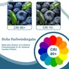 Marketing image showing blueberries with different CRI ratings and a color wheel. Produktbild-Vorschau