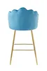 A blue bar stool with a scalloped back and gold legs, shown from the back against a white background. Produktbild-Vorschau