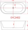 AICA Freistehende Badewanne Acryl Badwanne Oval 170x80x60cm Produktbild-Vorschau 5