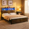 Doppelbett mit Kopfteil, LED Bettgestell 180 x 200 cm, mit Produktbild-Vorschau 1