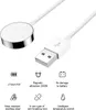 A white Apple Watch charger with a USB cable and feature descriptions below. Produktbild-Vorschau