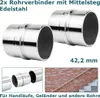 2x Rohrverbinder, mit zwei rohren rechts und links, Handlauf vor Ziegelwand Produktbild-Vorschau