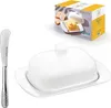 Wilmax Butterdose 19 cm Porzellan Weiß mit Edelstahlmesser Produktbild-Vorschau 1