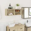 A bathroom scene with a wall-mounted cabinet, sink, and vanity. Anteprima dell’immagine prodotto