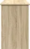 A close-up view of a wooden desk surface and side panel. Anteprima dell’immagine prodotto