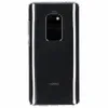 The back of a transparent phone case with a Huawei Mate 20 phone inside.