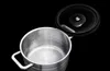 A stainless steel pot with a glass lid, shown from a top-down perspective against a black background. Produktbild-Vorschau