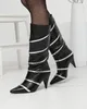 Schwarz-silberne Damenstiefel mit Stöckelabsatz und Produktbild-Vorschau 3