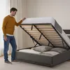 Letto imbottito LED 'Tröstiar' con rete Lino 140 x 200 cm Anteprima dell’immagine prodotto 5