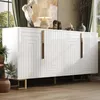 Sideboard Weiß Gold 152x40x75 cm - Moderne Anrichte mit Produktbild-Vorschau 1