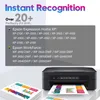 Marketing image showing a printer and a stack of paper with charts, along with text listing compatible Epson printer models. Produktbild-Vorschau