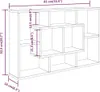 A line drawing of a wall-mounted shelving unit with dimensions labeled. Voir les images du produit