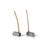 Two carbon brushes with attached wires on a white background. Produktbild-Vorschau