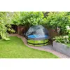 A round swimming pool with a clear cover is set up in a backyard garden. Produktbild-Vorschau