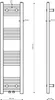 Technical drawing of a white radiator with dimensions and specifications. Náhled obrázku produktu