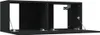 A black TV cabinet with two open compartments and visible hinges. Produktbild-Vorschau