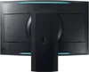 The back of a black computer monitor with blue LED accents. Produktbild-Vorschau