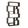 A modern, multi-compartment bookshelf unit with a dark coffee oak effect finish, shown against a white background. Náhled obrázku produktu