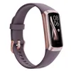 A purple smartwatch with a rose gold bezel is displayed against a white background. Produktbild-Vorschau