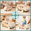 Véhicule en bois Bus pour enfants avec espace de rangement Voir les images du produit 7