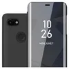 A black phone case is shown next to a phone with a reflective screen displaying the time and date. Náhled obrázku produktu