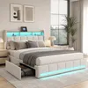 Cama tapizada INONEFT de 180x200 cm con 4 cajones, cama Vista previa de la imagen del producto 1