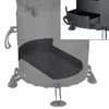 A close-up view of a black metal outdoor oven with a pull-out ash drawer and a large tray for a kazan. Produktbild-Vorschau