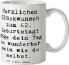 Mr. & Mrs. Panda Kaffeebecher Spruch 62. Geburtstag - Weiß Produktbild-Vorschau 1