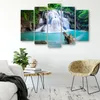 5-teiliges leinwandbild wasserfall berg natur wald 100x70 Produktbild-Vorschau 3
