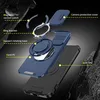 An exploded view of a blue phone case with its components labeled. Produktbild-Vorschau