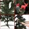 A collage of four images showing different aspects of an artificial Christmas tree, including its branches, decorations, stand, and assembly. Náhled obrázku produktu