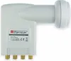 A white satellite LNB (Low-Noise Block downconverter) is shown against a white background. The LNB has a label with product information and regulatory marks. Podgląd zdjęcia produktu