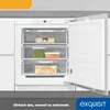 An open refrigerator with food items inside, set against a white and light gray background. Produktbild-Vorschau